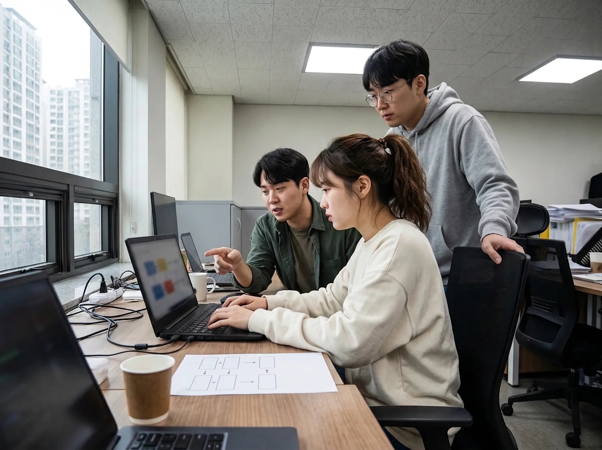 설계와 코드를 한 책상에서 같이 봅니다